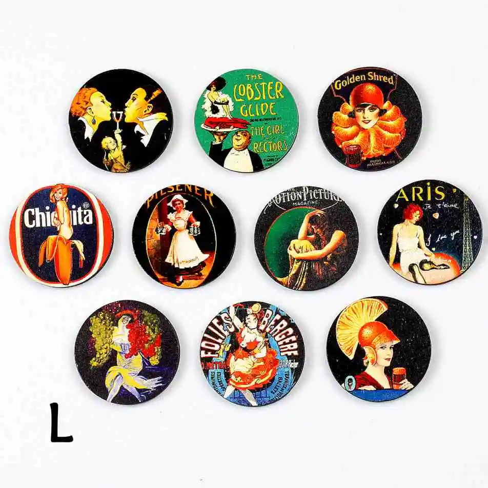 

10pcs (sets) 25mm 30mm Different Round pattern Collection Wood Cut Charms make Pendant Bracelets Brooch DIY(WN-L)