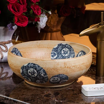 

Round Western antique chinese ceramic colored bathroom basin hand wash bowls lavabo sink Bathroom sink ceramic bowl basin