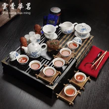 Керамический чайник белый фарфоровый чайный сервиз специальный набор кунг-фу чайный столик деревянный поднос