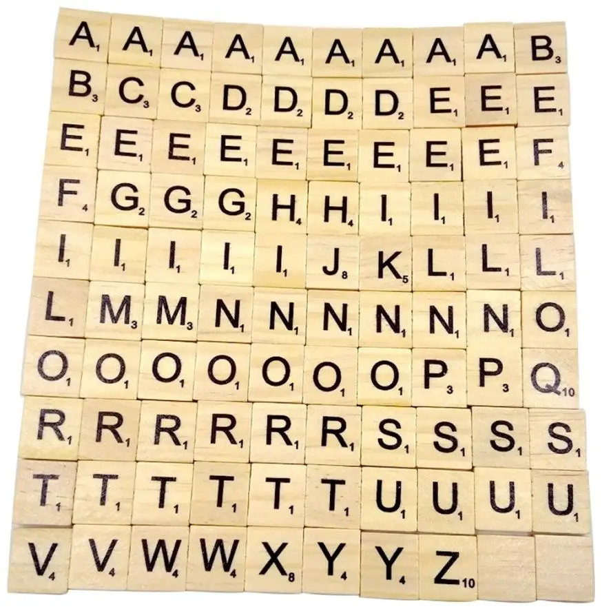 100 деревянный Scrabble Плитки и черными буквенными принтами чисел для поделки деревянные алфавиты 75