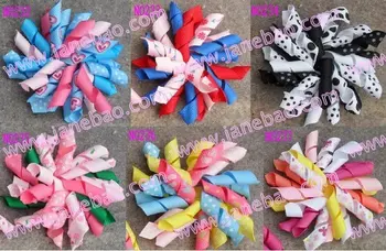 

free shipping 200pcs 2.5'' korker hair bows(SEW ones) korker hair clip chevron ribbon haor bows hair clips