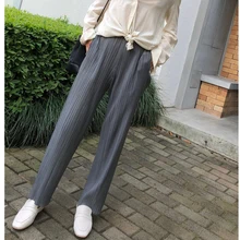 Changpleat новые базовые женские прямые брюки Miyak плиссированный однотонный эластичный пояс, карманы простые женские брюки модные