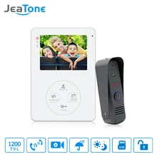 Jeatone 4 "1200TVL HD Audio puerta Teléfono Cable Video hogar sistema de seguridad puede vincular CCD liberación de la Cámara desbloqueo(China)