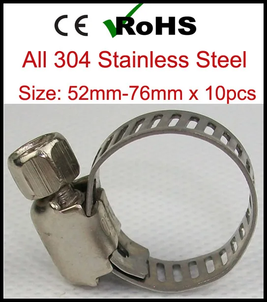 52mm 76mm x 10pcs American Type SS304 Hose Clamps Quick Clips for Pipes