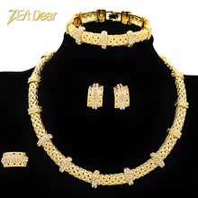 ZEADear Jewelry Round Wedding Jewelry Set For Women Fashion Bridal Jewelry Set Necklace Earrings Ring Bracelet For Party Jewelry