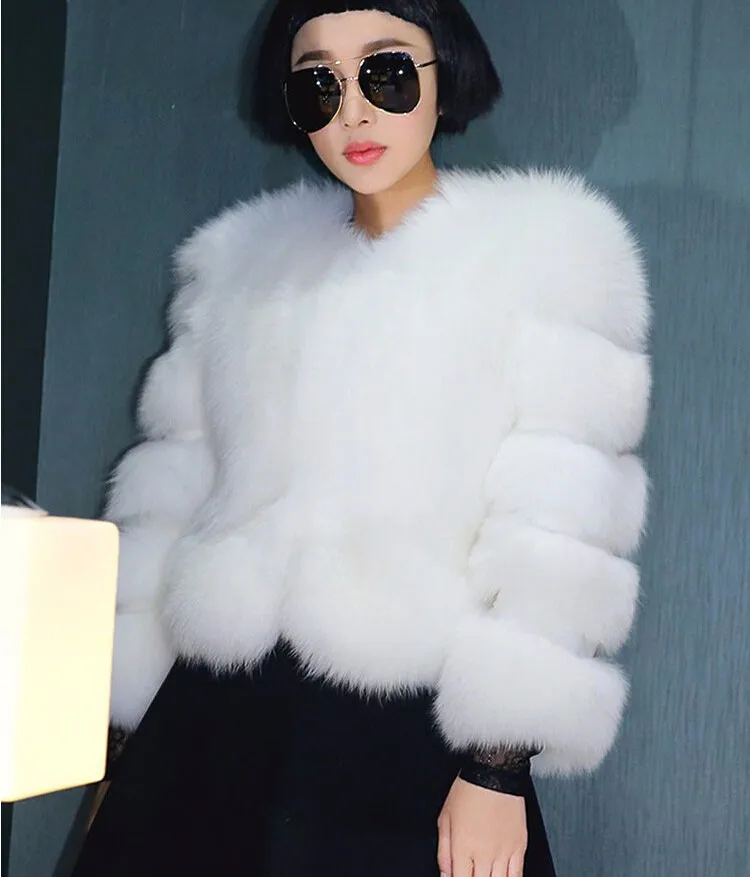 LET-SETTING hot sale winter coat fur imitation fox fur short section of loose long-sleeved jacket Large size women womens parka coat