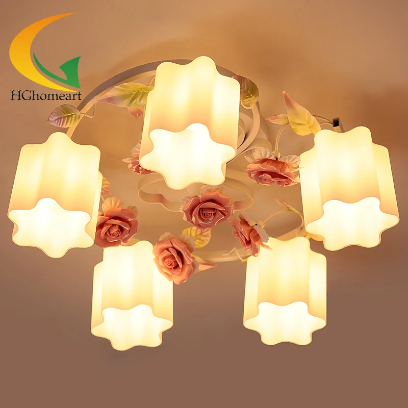 

Romantic atmosphere and creative living room ceiling lobby ceiling lamp warm pastoral style chandelier