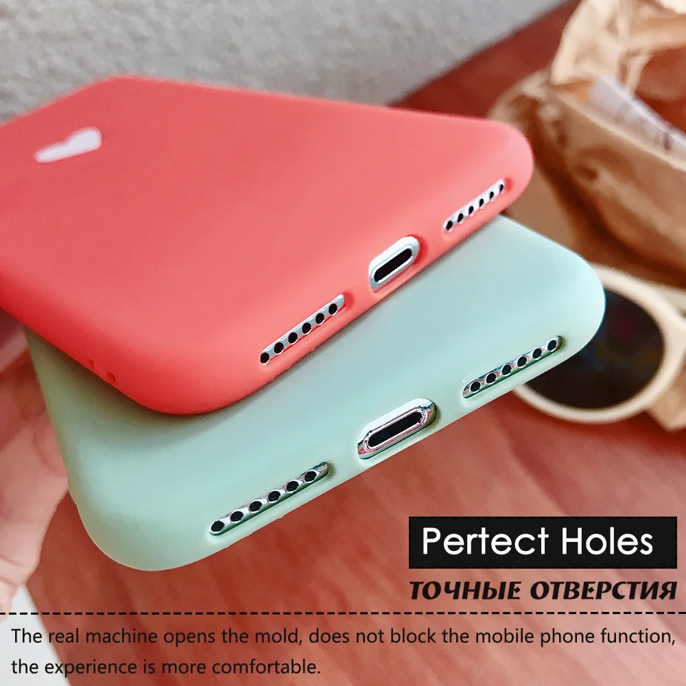 KIPX1073_5_JONSNOW Matte Phone Case For iPhone XR XS Max 6 6S 7 8 Plus 6Plus Candy Color Simple Heart Design Soft TPU Cases Back Cover