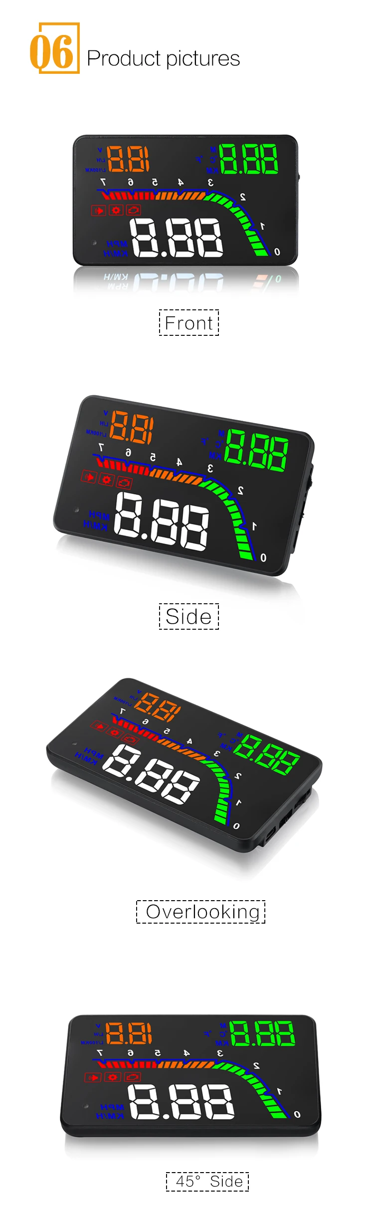 4 ''HUD Дисплей T100 Автомобильный дисплей OBD2 лобовое стекло проектор более скоростной автосигнализации об/мин Расход топлива диагностический инструмент