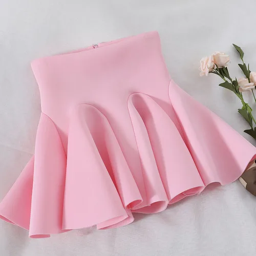 Korobov корейские женские юбки с высокой талией на молнии весна осень новая линия элегантный дизайн розовая юбка плиссированные мини-юбки 77749 - Цвет: pink skirts