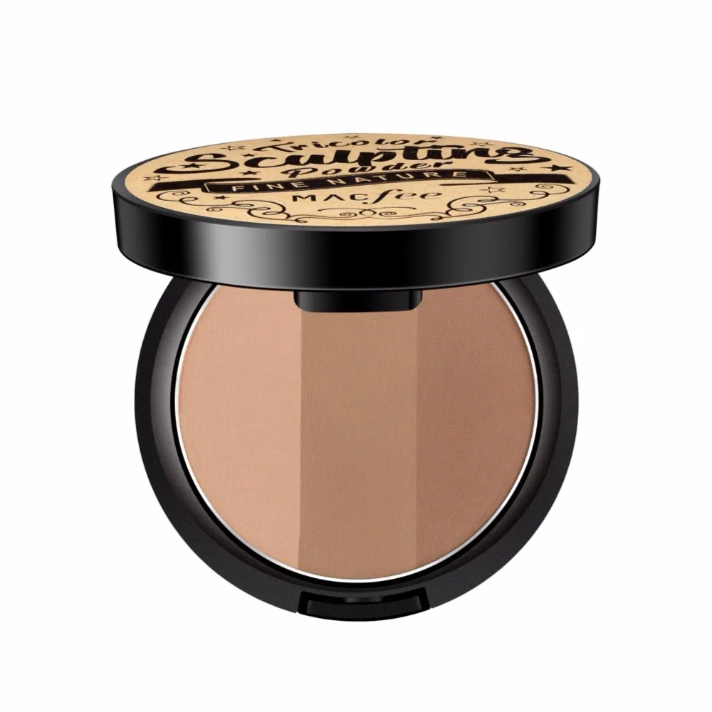 

3 Colors Face Highlighter Contour Powder Palette Stereoscopic Five Senses V Shaped Face Bronzers Highlighter Powder