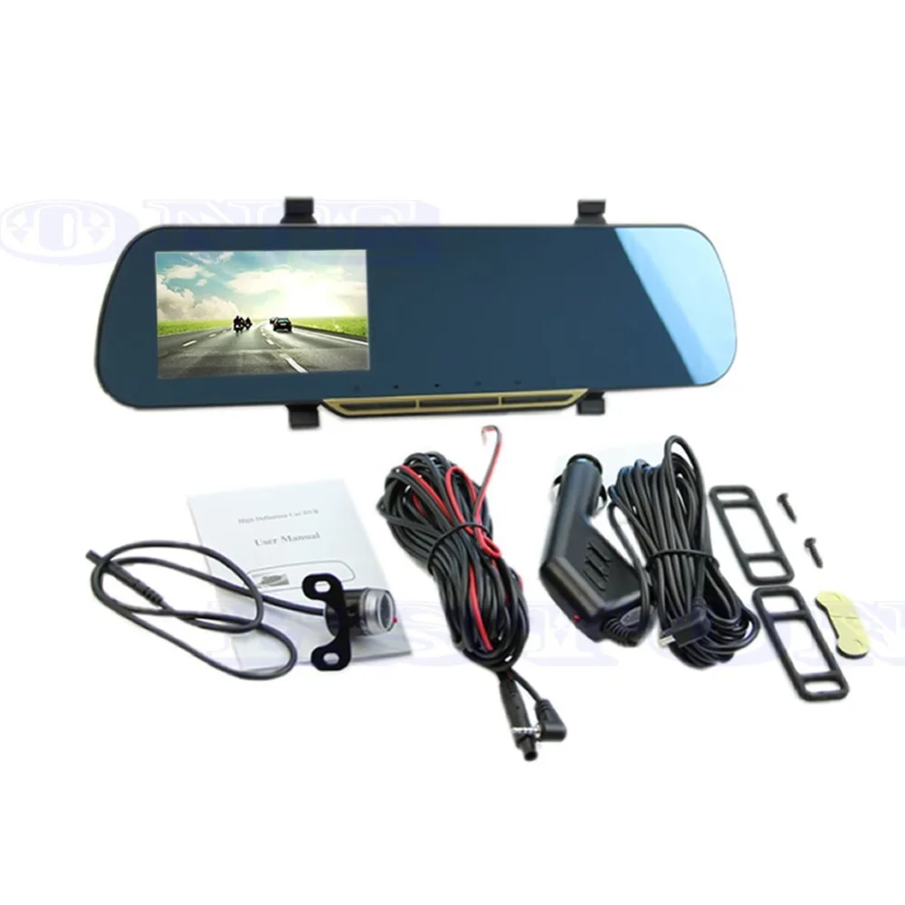 

JINSHENGDAHD 4.3" 720p Dual Lens Video Recorder Dash Cam Rearview Mirror Car Camera DVR