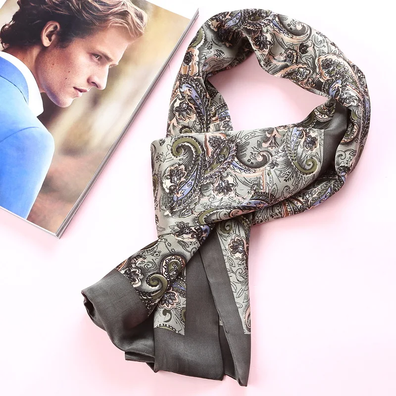 [DANKEYISI] роскошный брендовый длинный шарф из чистого шелка, Мужской дизайнерский шарф, мужской шарф на шею, высококачественный хиджаб с принтом