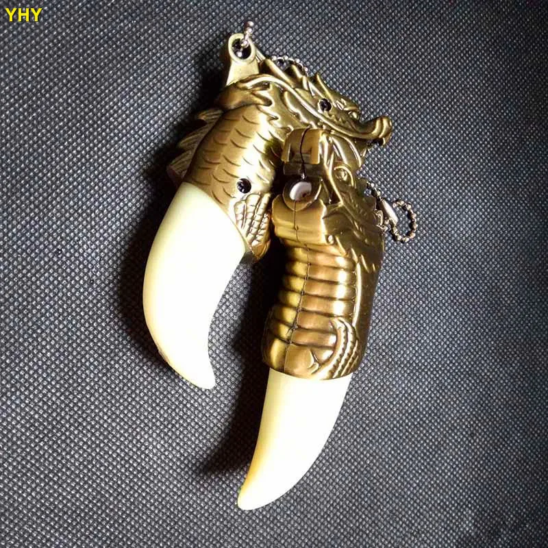 Dragon tooth shape Creative gadget Windproof Portable Inflatable Smoking Cigar Torch Lighter Butane Gas Lighter For Men Women06