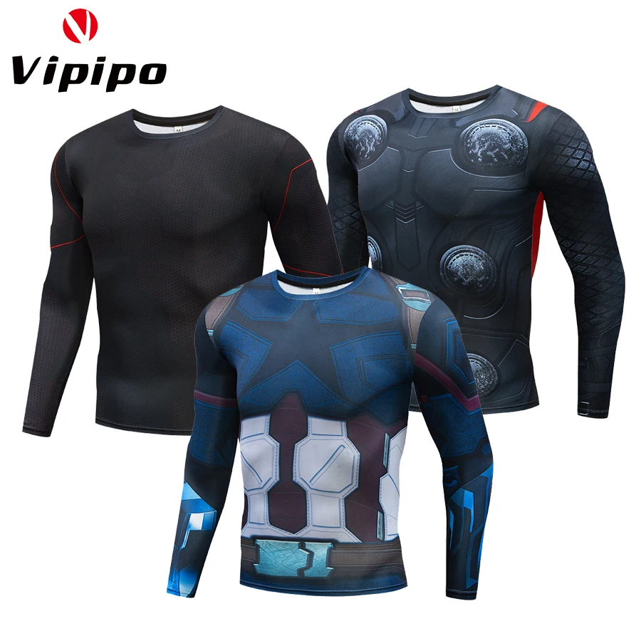 

Mens Compression Shirt Superhero Superman Capitan America Iron Man 3D T Shirt Brand Clothing Fitness Men Long Sleeve T-Shirt