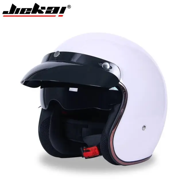 Мотоцикл Jiekai шлем 3/4 с открытым лицом Винтаж Casco Moto Jet скутер шлем для езды на мотоцикле в стиле "Ретро", с узором в горошек, утвержден Motociclismo - Цвет: 1