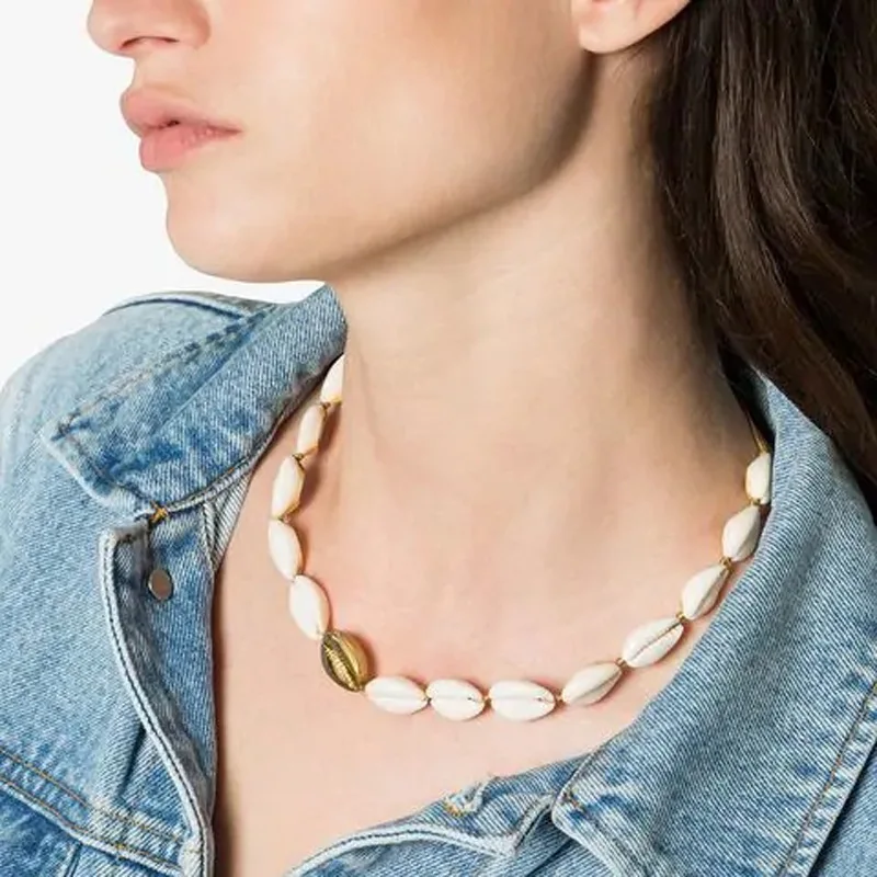 

2019 PUNK Fashion Hot Shells Necklace Bracelet Set Silver Gold Color and Nature Shell Charm Handmade Jewelry Necklace Set