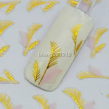 3D горячая штамповка розовый и синий перо Дизайн ногтей Переводные картинки Украшение для ногтей TJ014