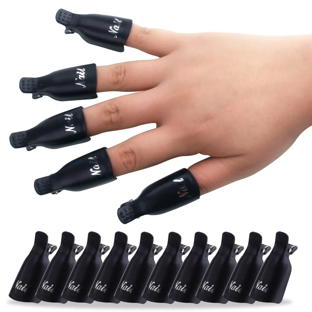 

10PCS Plastic Nail Clips Soak Off Gel Polish Remover Wraps Tools Nail Cleaner for Manicure Nail Degreaser Nail Art Tips for Fin
