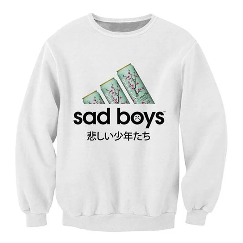 Harajuku 3D Print Letters Sad Boys White Sweatshirt Women/men Unisex Casual Long Sleeve Pullover Outerwear Japanese Tops Clothes Harajuku 3D Print Letters Sad Boys White Sweatshirt Women/men Unisex Casual Long Sleeve Pullover Outerwear Japanese Tops Clothes