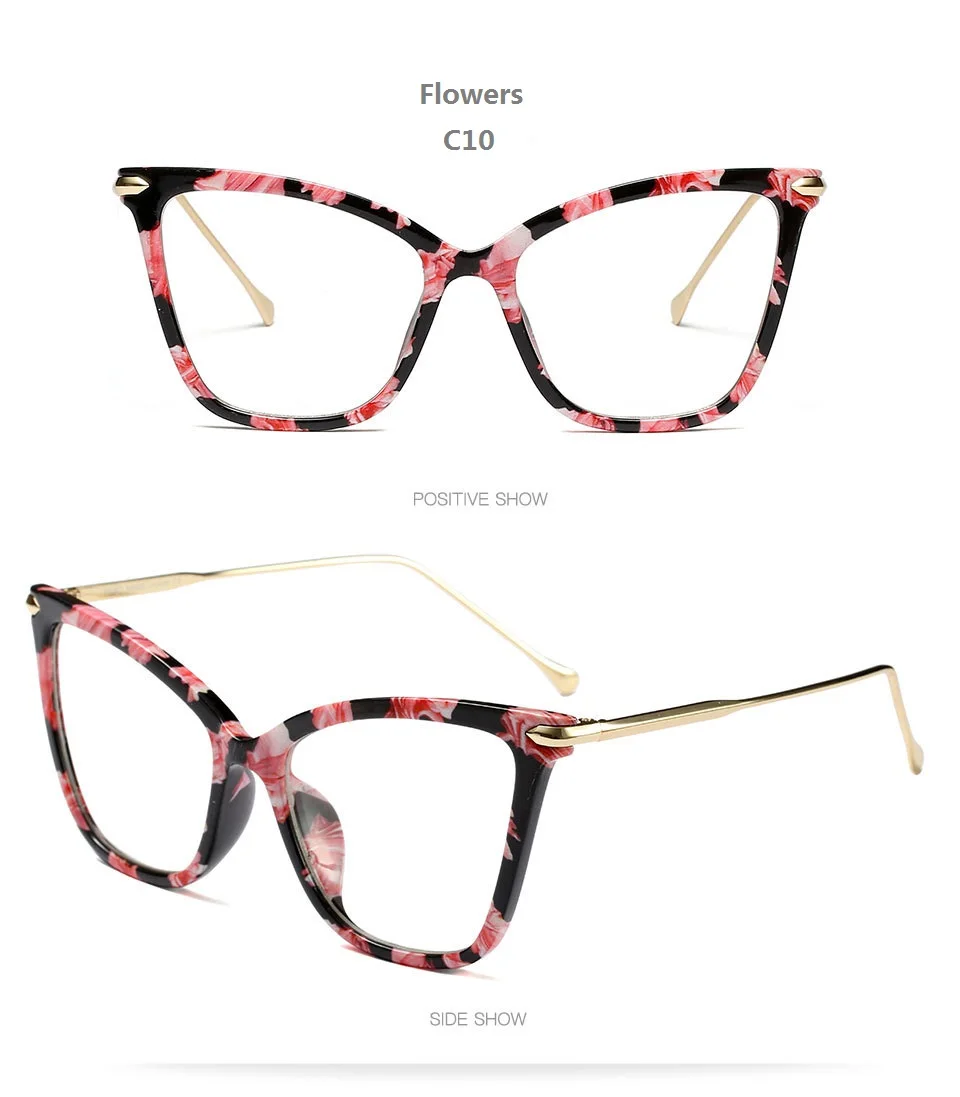 Женские модные очки из сплава с кошачьими ушками, оправа высокого качества, оптические очки для работы за компьютером, оправа для очков для женщин - Цвет оправы: AQ352-C10