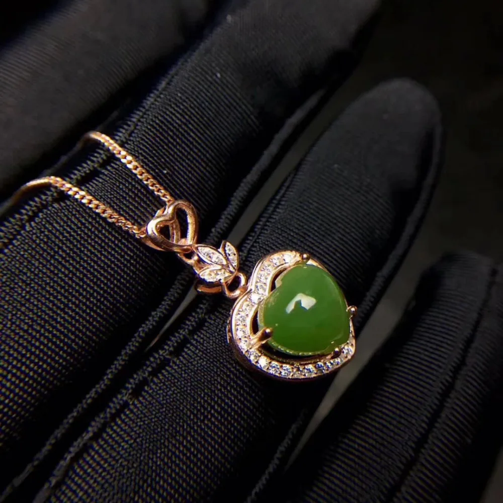  Pendentif jaspe vert naturel pierres précieuses naturelles élégant collier pendentif en forme de co