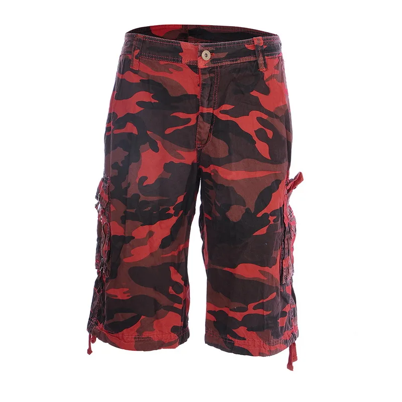 SHUJIN, летние пляжные шорты Camouflag Homme, повседневные джинсовые шорты, классические прямые шорты, брюки для мужчин, длина до колен, Мужская Уличная одежда