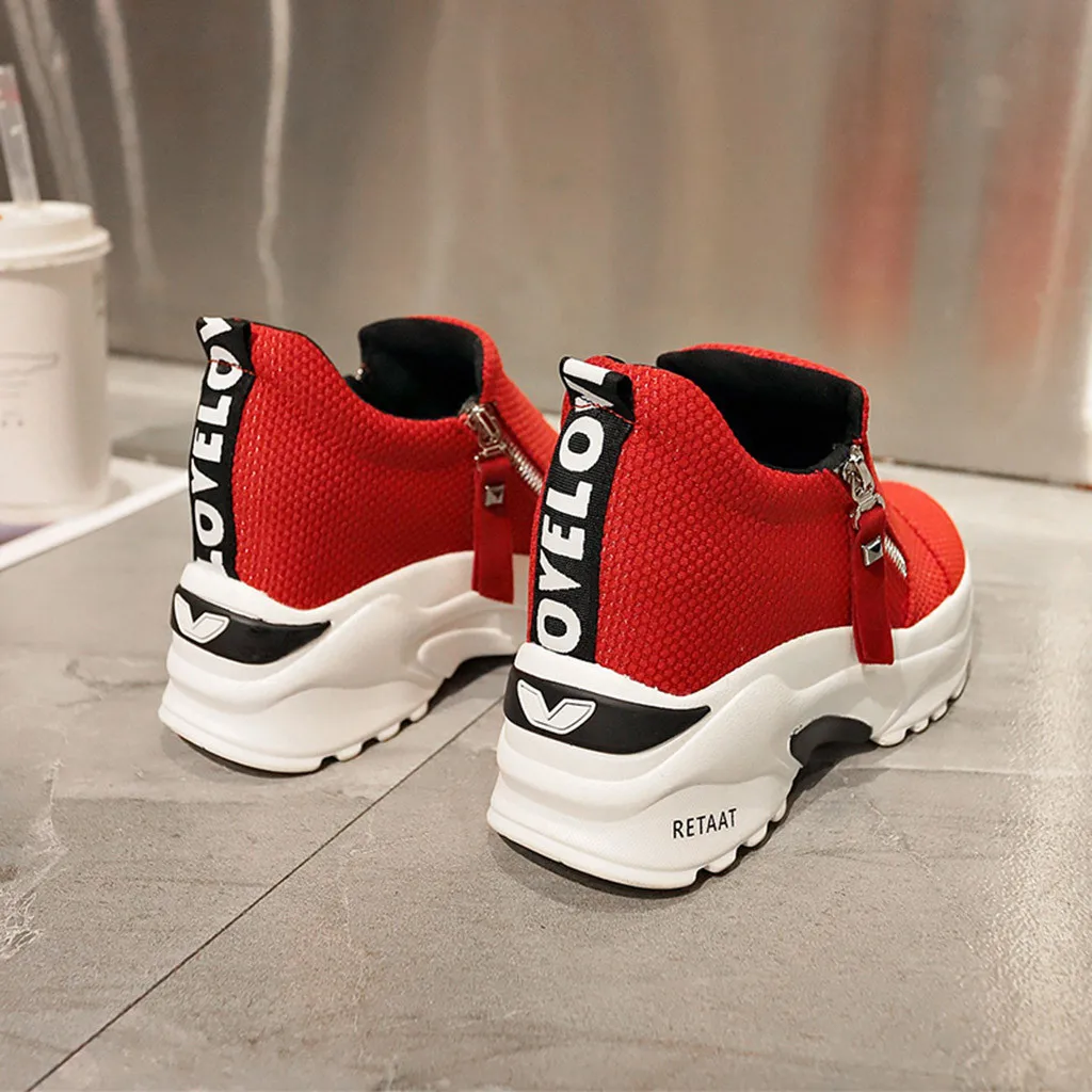 KANCOOLD/Модная однотонная обувь на толстой подошве женские туфли-сникерсы на молнии; Повседневная Легкая спортивная обувь для отдыха;