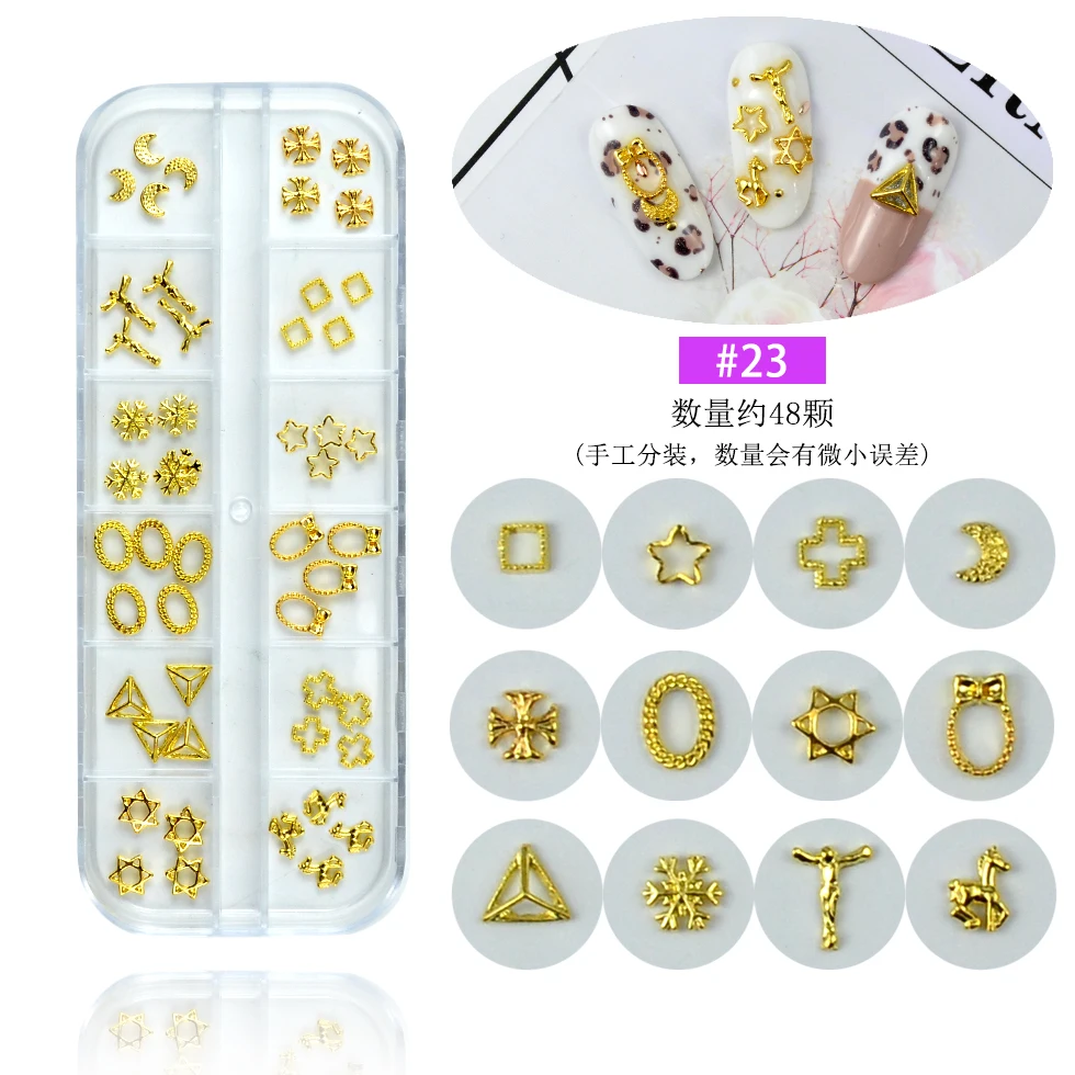 12 Grids Multi Style Glass Nail Rhinestones Mixed Colors AB Crystal Caviar 3D Charm Pearl DIY Alloy Manicure Nail Art Decoration