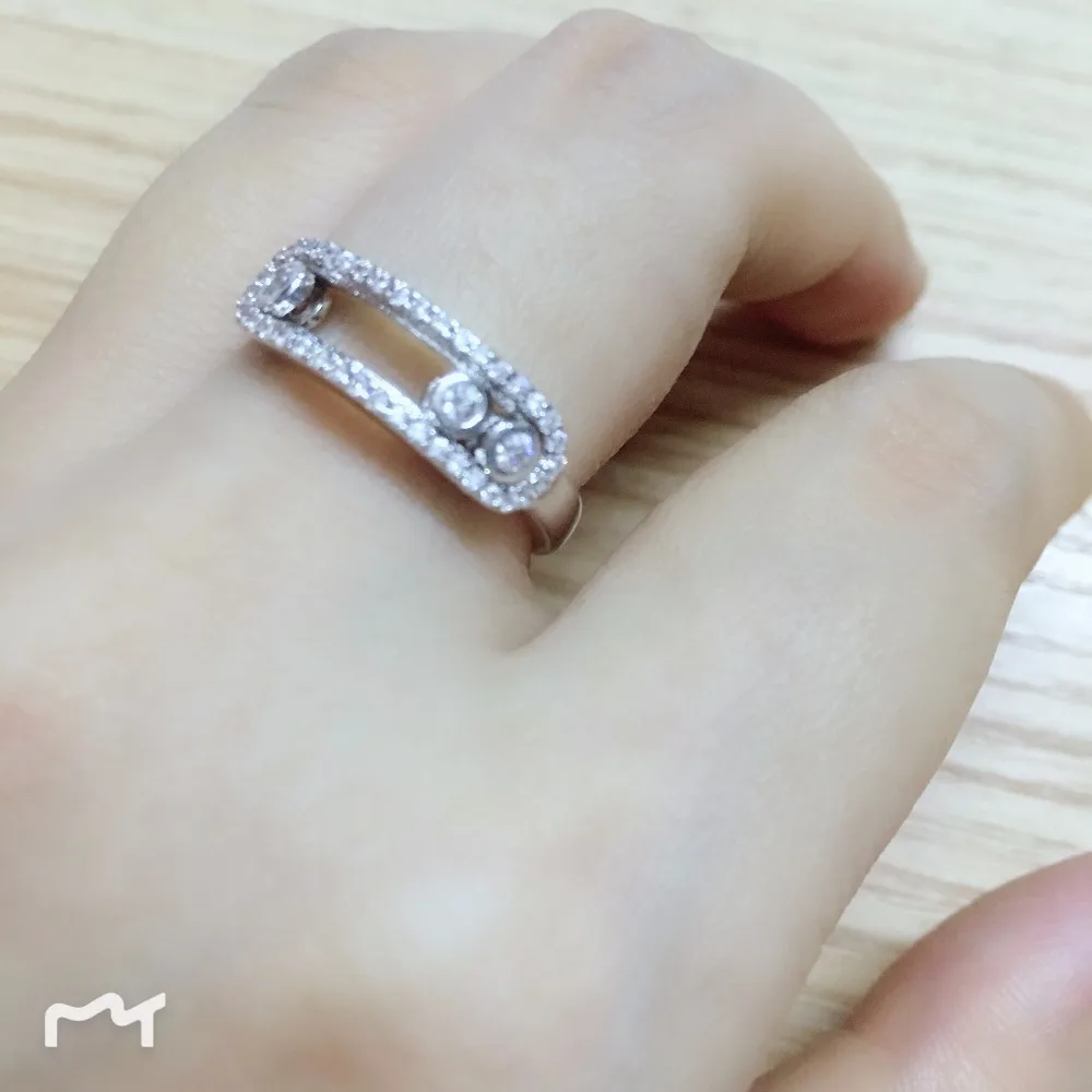 Luxury brand jewelry move ring for women cubic zircon cz wedding moving