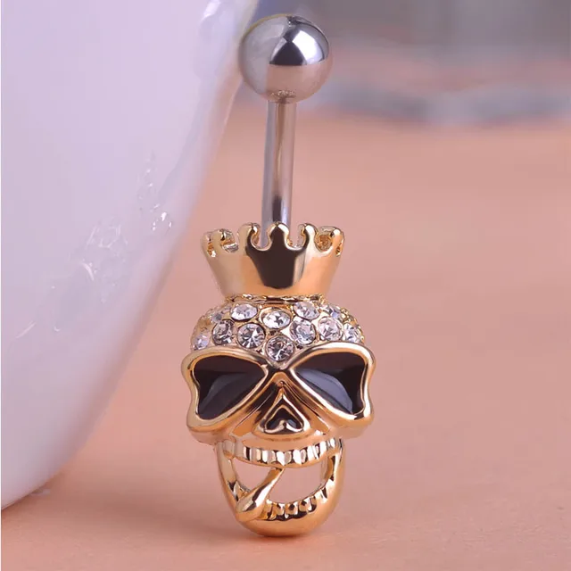 Piercing Shop Brand Black Enamel Skull Skeleton Body Jewelry Piercings