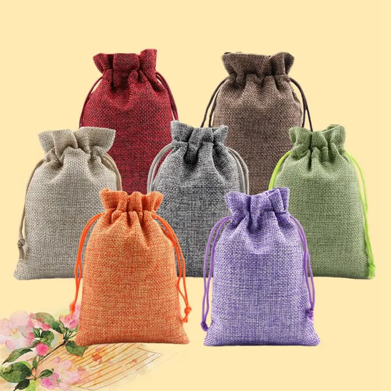 

Christmas Linen Jute Drawstring Jewelry Gift Bags Sacks Wedding Birthday Party Favors Drawstring Gift Bags Baby Shower Supplies