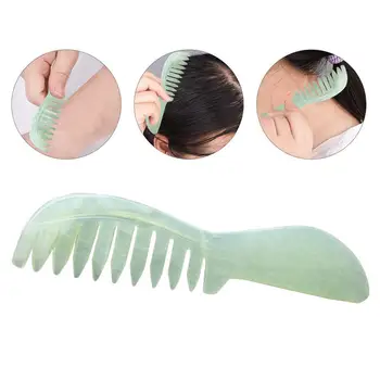 

13x3.5x0.4CM Natural Jade Stone Comb Guasha Gua Sha Board Comb Shape Massage Hand Massager Relaxation Comb Health Care