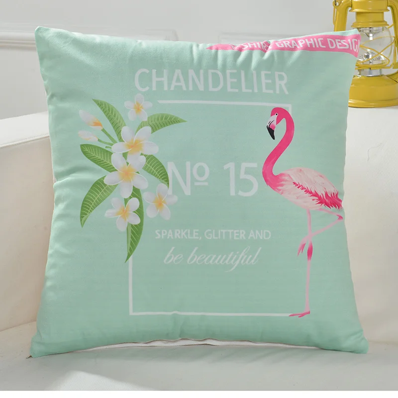 الأمريكية الرياح النباتات الاستوائية فلامنغو الهندسة وسادة حالة ديكور المنزل سميكة القطن الكتان مكتب أريكة وسادة غطاء 45x45 سنتيمتر