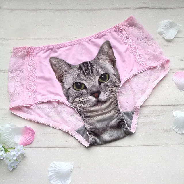 Cat Panties Pussy Lace 3D Seamless Underwear Briefs Cats Underpants