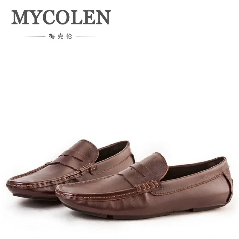 

MYCOLEN Men Flats Shoes Luxury Shoes Slip On Loafers Business Casual Shoes Wedding Party Men Leather Shoes zapatillas hombre