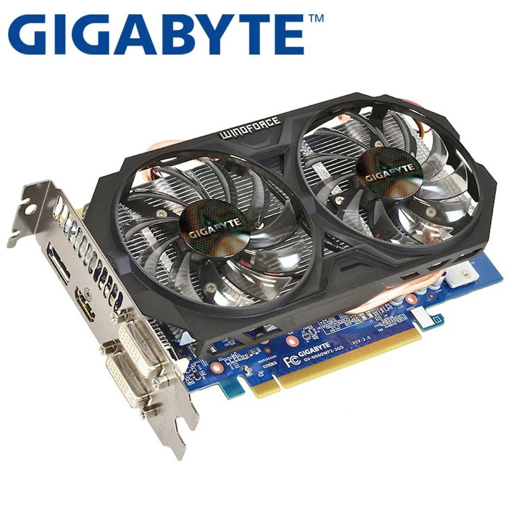 Видеокарта GIGABYTE GTX 660 2 Гб 750 бит GDDR5 видеокарты для nVIDIA Geforce GTX660 б/у VGA карты мощнее