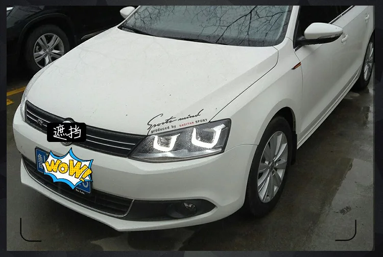 AKD автомобильный Стайлинг Головной фонарь для VW Jetta СВЕТОДИОДНЫЙ Фонарь 2011- двойной U Angel EYE Jetta светодиодный DRL H7 D2H Hid вариант биксеноновый луч