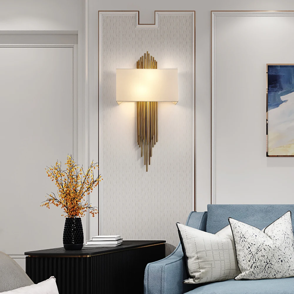 

Bedroom Light Modern Wall Lamps Fabric + Iron Wall Light Living Room Corridor Hotel Room Lighting Decoration Light Fixtures