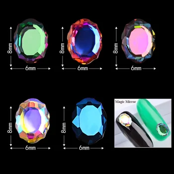 

10 Pcs Magic Mirror AB Crystal Rhinestones Nail Art Decorations 3d Charm Nail Jewelry Manicure Tools