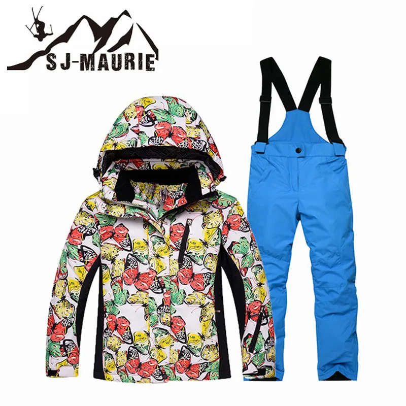 

Winter Children Ski Suit Skiing Jackets Set Boys Girls Sports Waterproof Suit Thickening Warm Set Jackets + Pants