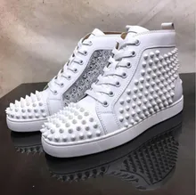 okkdey Designer Sneakers Red Bottom shoes white sliver spikes Luxury Shoes For Men Women Shoes Party Wedding Leather Sneakers
