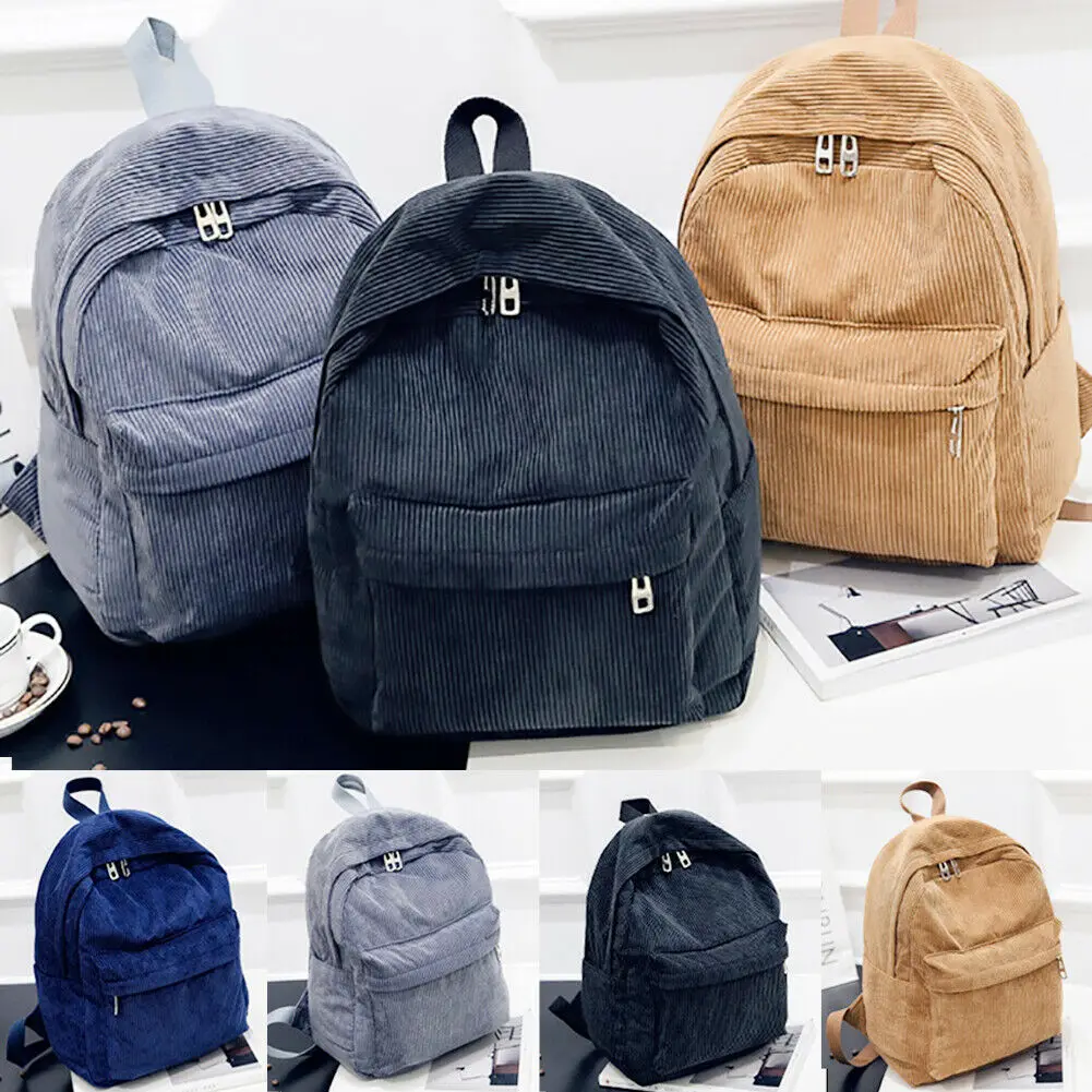 

2019 Newest Hot Women Lady Backpack Travel Solid Corduroy Satchel Rucksack Shoulder School Bag Backpacks