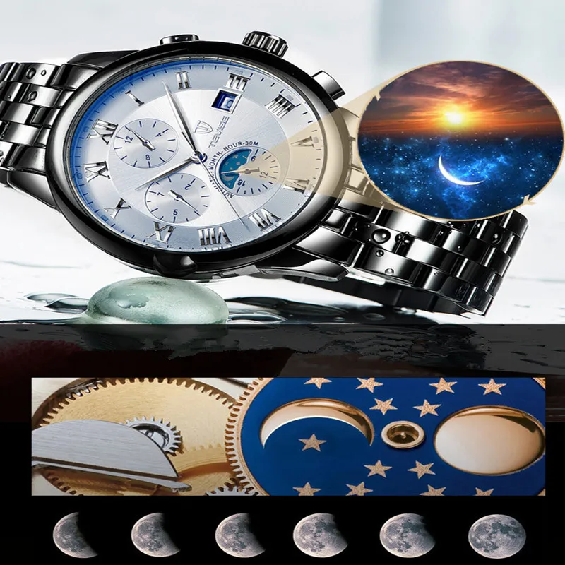 Мужские автоматические механические часы TEVISE, водонепроницаемые светящиеся автоматические часы с датой, мужские наручные часы для мальчиков, новинка