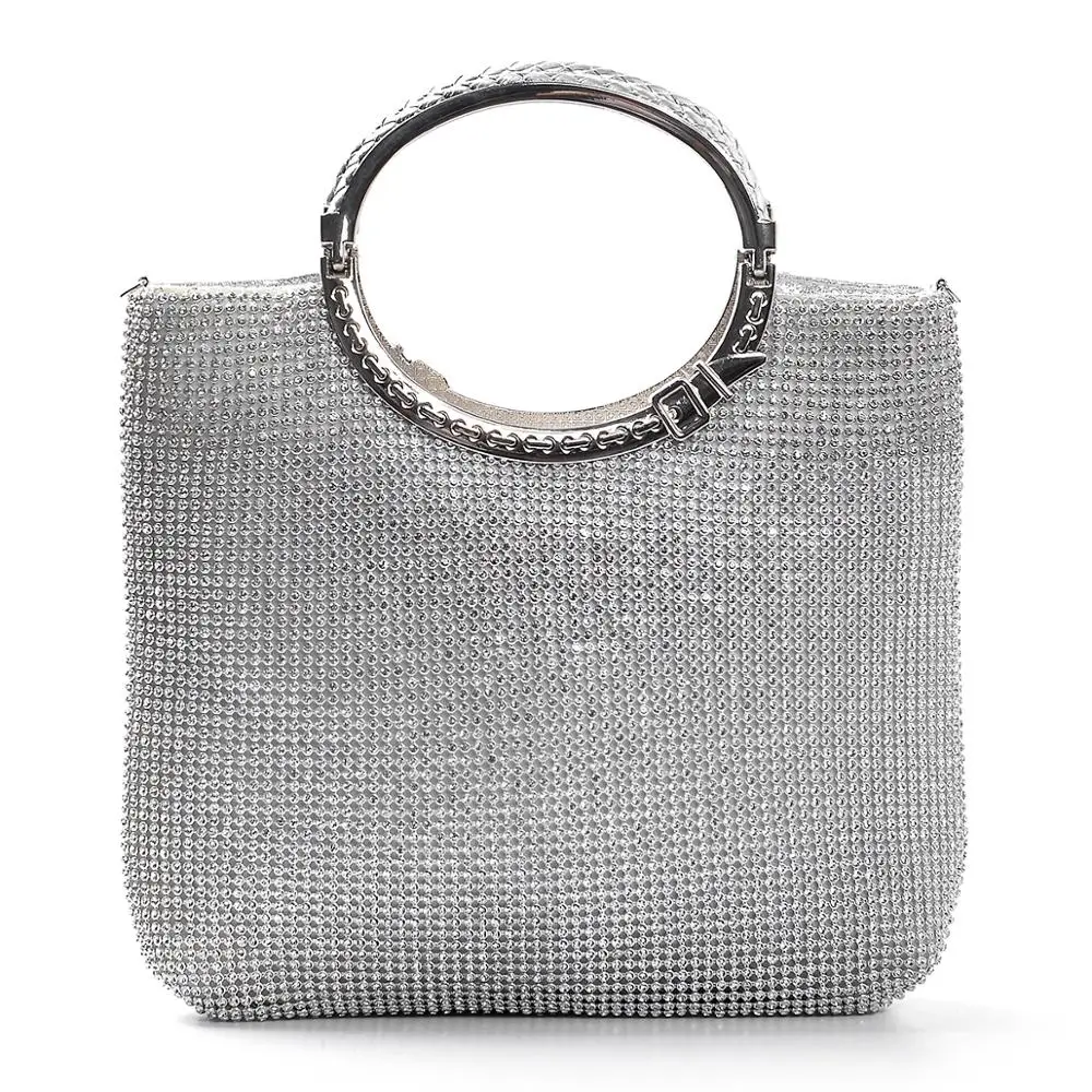 

Silver Metallic Handbag Party Clutch Bag Lady Totes Evening bag Shoulder Bag