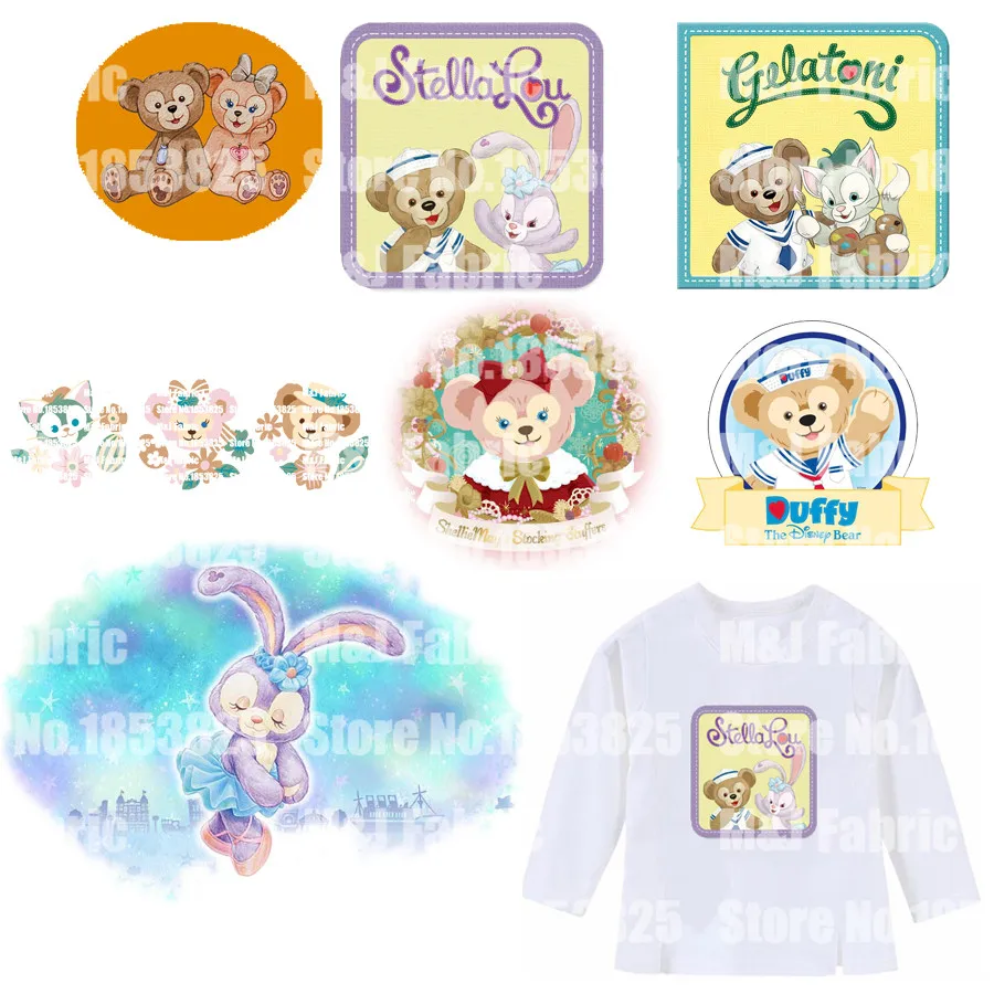 

Cartoon DIY Clothing Decoration Duffy Bear shelliemay stellalou Patches Heat Transfer Ironing Stickers For T-shirt Washable