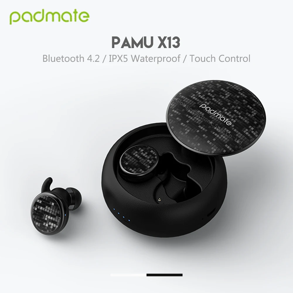 

Original Padmate Pamu X13 TWS Earphones Bluetooth Wireless Earbuds IPX5 waterproof with Microphone Touch Control