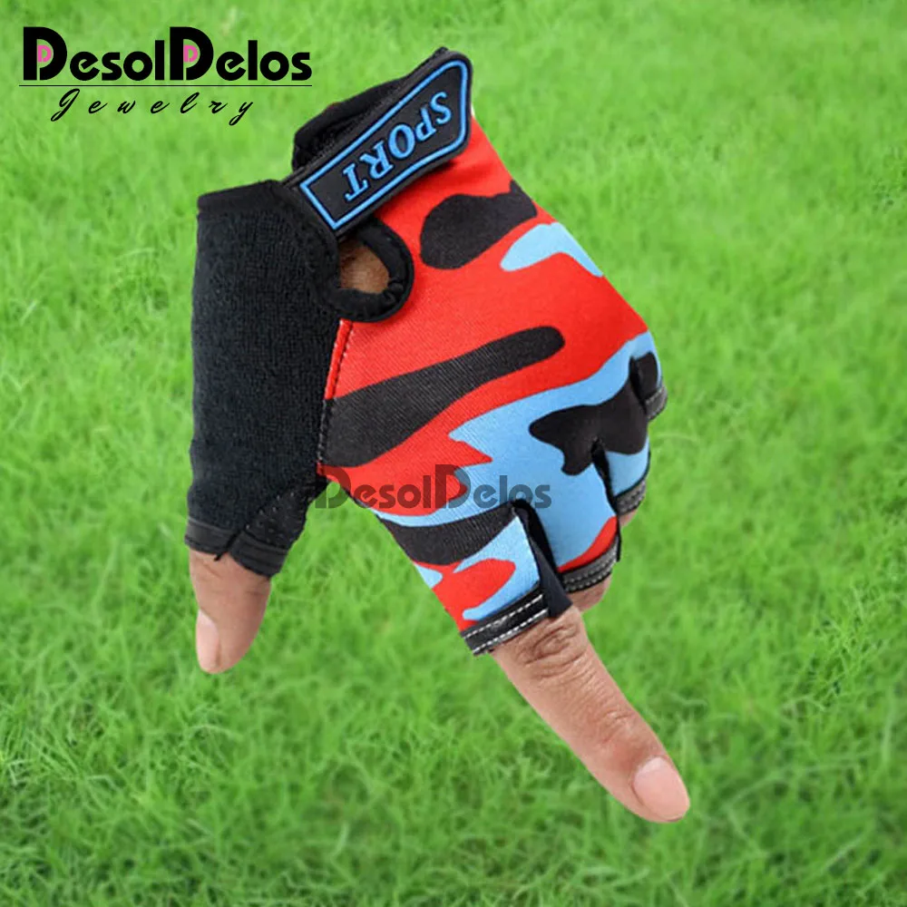 Cute Children Gloves Outdoor Sports Luvas For 4-12 Years Luvas Boys Girls Half Finger Sky Pattern Fingerless Mittens