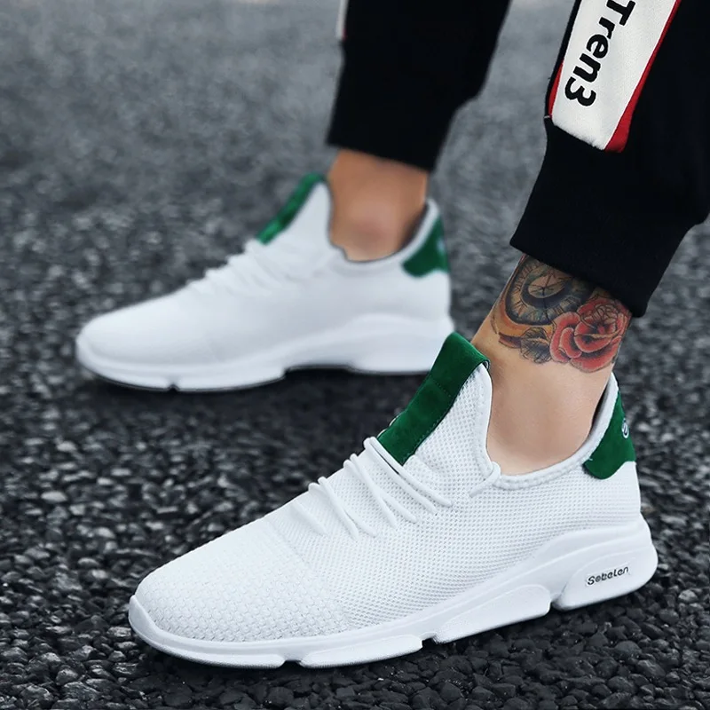 

Men Mesh Casual Shoes Breathable Summer Spring Knitted Fly Weaving Flats SHOES Male Fashion Footwear Haussure Homme Sneakers