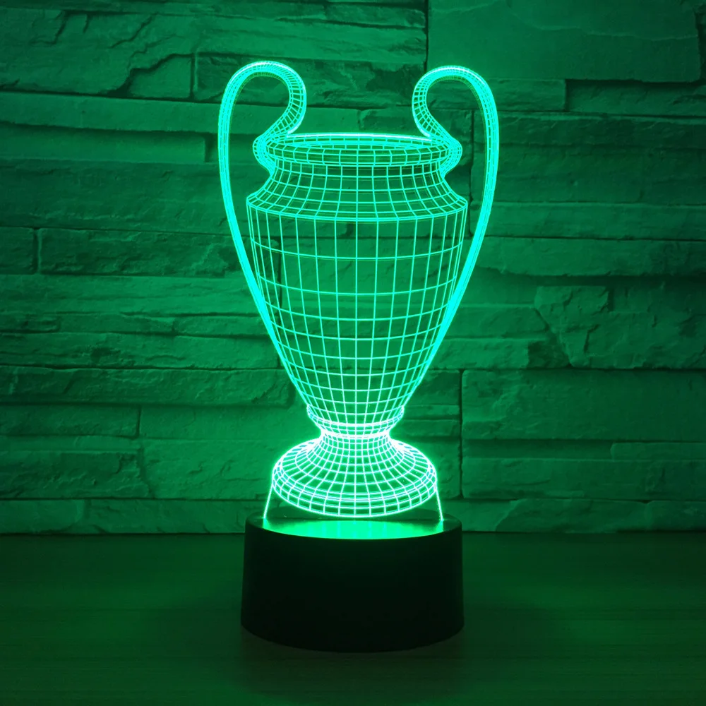  3D Football Cup Trophy Lamp 7 Colors Changing 3D LED Night Light Touch Button USB Baby Bedroom Slee - 32861771427